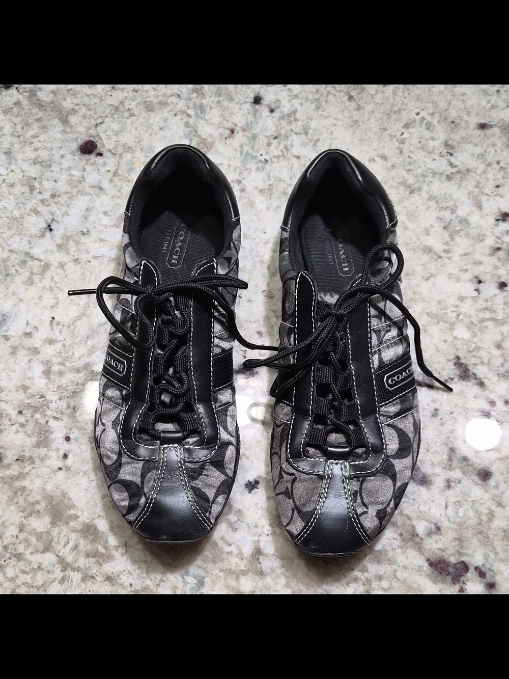 Coach Signature Logo Lace-Up Sneakers - Black/Gray